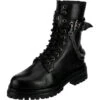 J&F Buckle Lace-Up Boots Mit Kettendetail - Schwarz -Modeschuhgeschäft 19909106 01