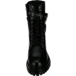 J&F Buckle Lace-Up Boots Mit Kettendetail - Schwarz -Modeschuhgeschäft 19909106 04