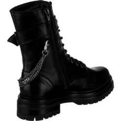 J&F Buckle Lace-Up Boots Mit Kettendetail - Schwarz -Modeschuhgeschäft 19909106 05