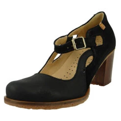 El Naturalista Damen Hochfrontpumps Pumps Picot N5114 Schwarz Black Leder Klassische Pumps - Schwarz