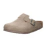 Birkenstock Boston Veloursleder Vegan Pantoletten Normal - Taupe -Modeschuhgeschäft 21638651 01